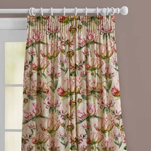 Floral Pink M2M - Heligan Printed Made to Measure Curtains Fuchsia Linen Voyage Maison