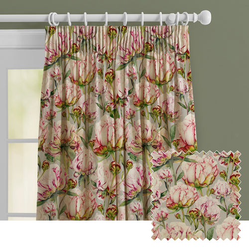 Floral Pink M2M - Heligan Printed Made to Measure Curtains Fuchsia Stone Marie Burke