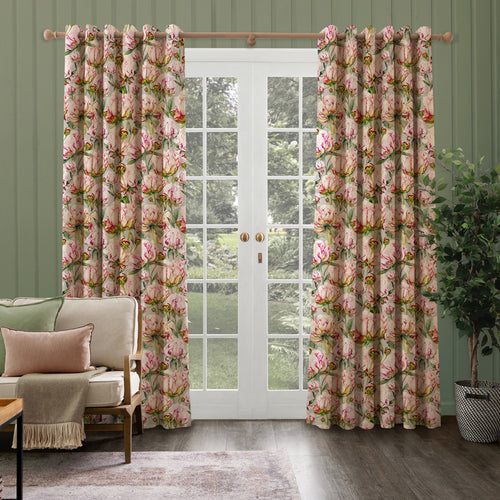 Floral Pink M2M - Heligan Printed Made to Measure Curtains Fuchsia Stone Marie Burke