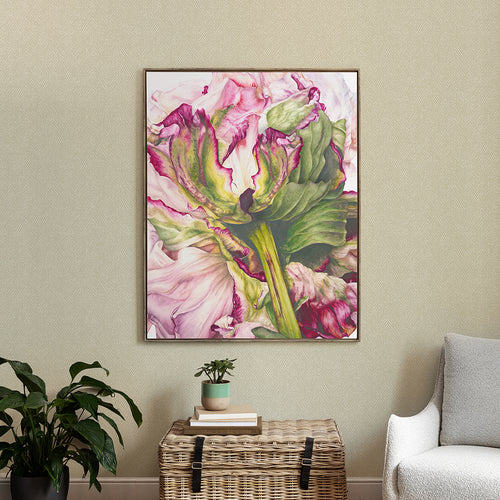 Floral Pink Wall Art - Heligan  Framed Canvas Stone Voyage Maison