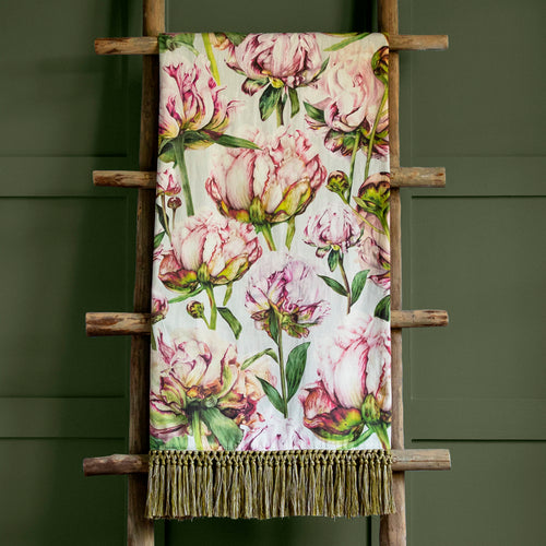 Floral Pink Throws - Heligan Printed Throw Fuchsia Marie Burke