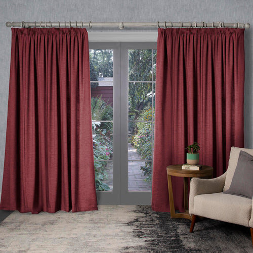 Voyage Maison Helmsley Woven Pencil Pleat Curtains in Brick