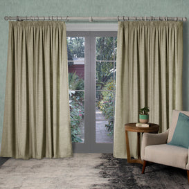 Voyage Maison Helmsley Woven Pencil Pleat Curtains in Stone