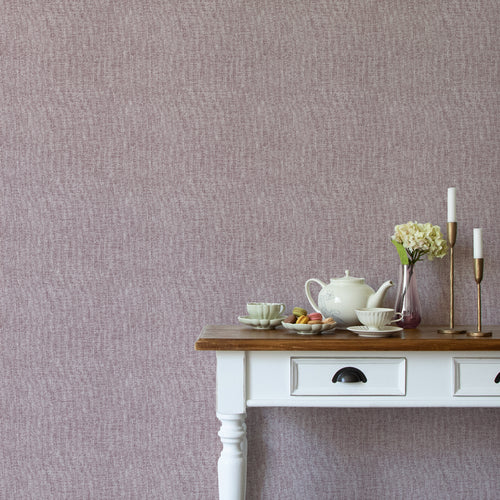 Plain Purple Wallpaper - Helmsley  1.4m Wide Width Wallpaper (By The Metre) Heather Voyage Maison