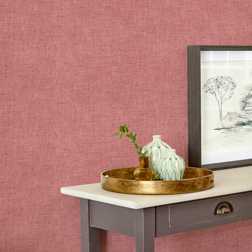Plain Pink Wallpaper - Helmsley  1.4m Wide Width Wallpaper (By The Metre) Rose Voyage Maison