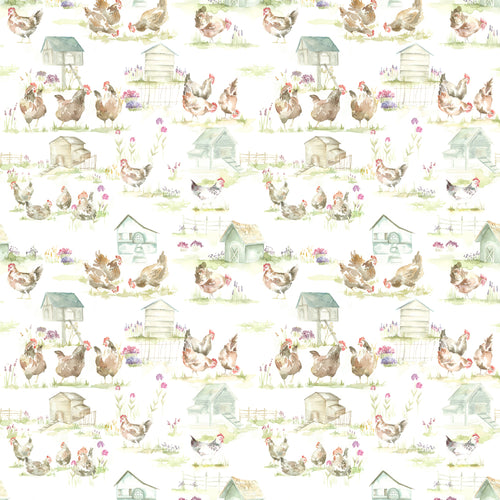 Animal Multi Fabric - Henny Penny Printed Linen Fabric (By The Metre) Linen Voyage Maison