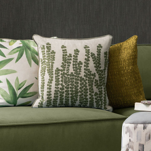 Additions Herb Embroidered Feather Cushion in Sage