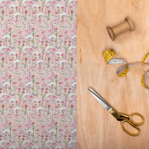 Floral Pink Fabric - Hermione Printed Fine Lawn Cotton Apparel Fabric (By The Metre) Blush Voyage Maison