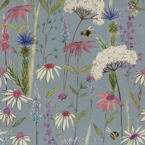 Floral Blue Fabric - Hermione Printed Cotton Fabric (By The Metre) Bluebell Voyage Maison