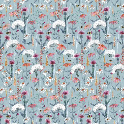 Floral Blue Fabric - Hermione Printed Cotton Fabric (By The Metre) Cornflower Voyage Maison