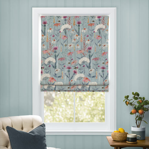 Hermione Printed Cotton Made to Measure Roman Blinds Cornflower