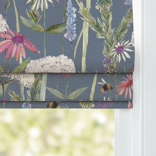Hermione Printed Cotton Made to Measure Roman Blinds Indigo