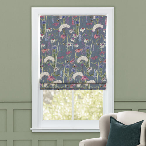 Hermione Printed Cotton Made to Measure Roman Blinds Indigo