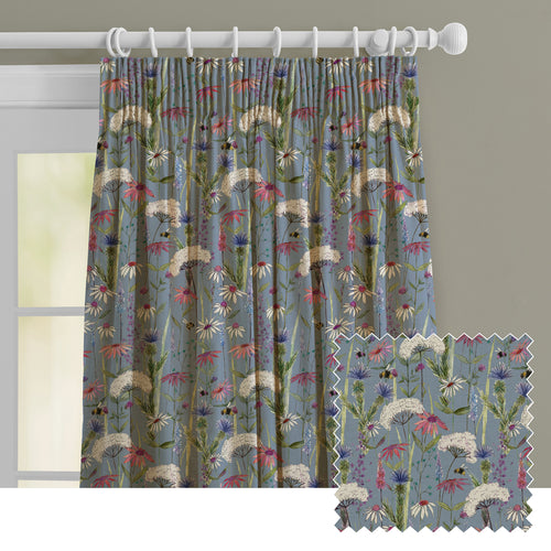Floral Blue M2M - Hermione Printed Made to Measure Curtains Bluebell Voyage Maison
