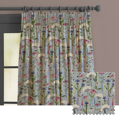 Floral Blue M2M - Hermione Printed Made to Measure Curtains Dawn Voyage Maison