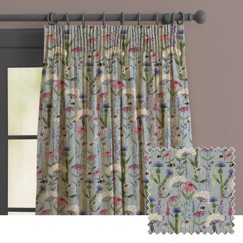 Floral Blue M2M - Hermione Printed Made to Measure Curtains Dawn Voyage Maison