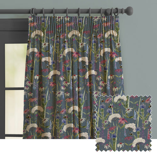 Floral Blue M2M - Hermione Printed Made to Measure Curtains Indigo Voyage Maison