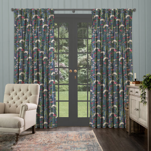 Floral Blue M2M - Hermione Printed Made to Measure Curtains Indigo Voyage Maison