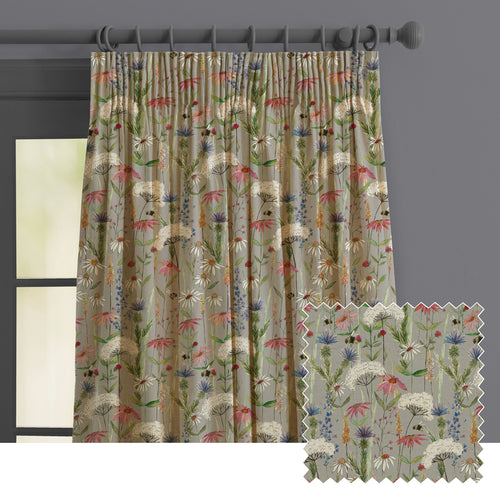 Floral Grey M2M - Hermione Printed Made to Measure Curtains Silver Voyage Maison
