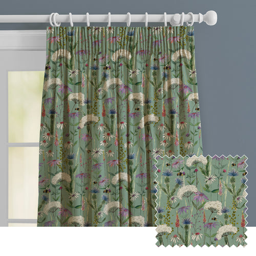 Floral Green M2M - Hermione Printed Made to Measure Curtains Verde Voyage Maison