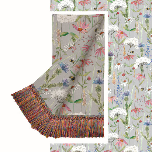 Floral Silver Throws - Hermione Printed Throw Silver Voyage Maison