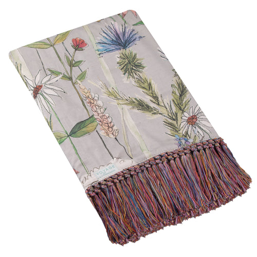 Floral Silver Throws - Hermione Printed Throw Silver Voyage Maison