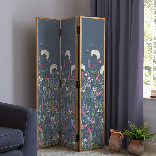 Floral Blue Furniture - Hermione Solid Wood Room Divider Indigo Voyage Maison