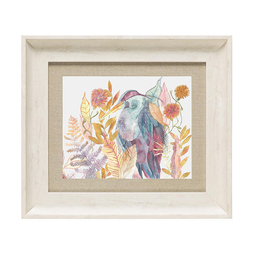 Floral Orange Wall Art - Heron  Framed Print Birch/Linen Voyage Maison