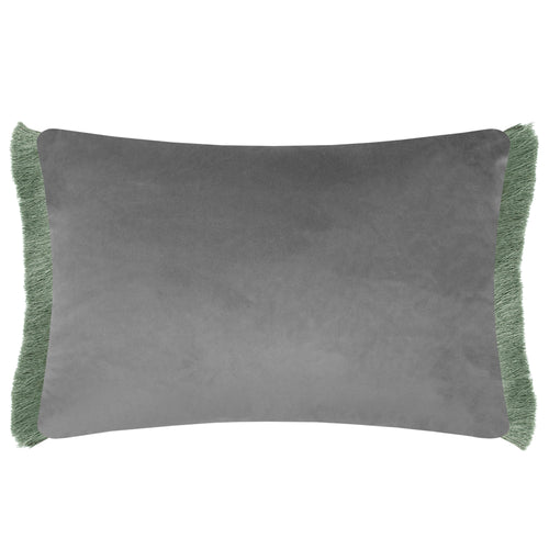 Damask Green Cushions - Hettie Printed Ruche Fringe Feather Filled Cushion Eden Voyage Maison