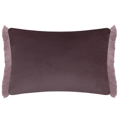 Damask Purple Cushions - Hettie Printed Ruche Fringe Feather Filled Cushion Viola Voyage Maison