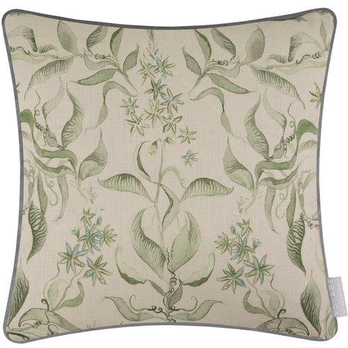 Damask Green Cushions - Hettie Printed Piped Feather Filled Cushion Vine Voyage Maison