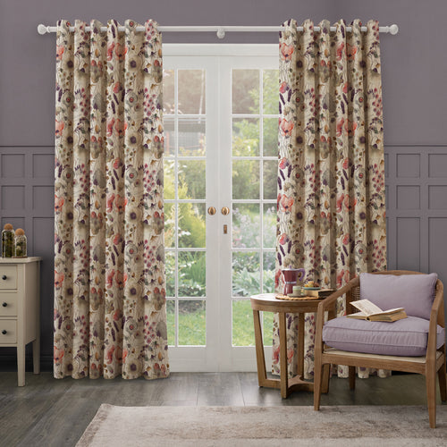 Floral Cream M2M - Hibbertia Printed Made to Measure Curtains Boysenberry Voyage Maison