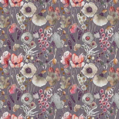 Floral Purple Fabric - Hibbertia Printed Cotton Fabric (By The Metre) Boysenberry/Grape Voyage Maison