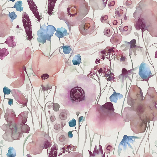 Floral Pink Fabric - Hibbertia Printed Cotton Fabric (By The Metre) Fuchsia Voyage Maison