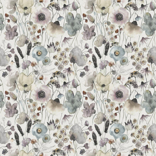 Floral Purple Fabric - Hibbertia Printed Cotton Fabric (By The Metre) Haze/Cream Voyage Maison