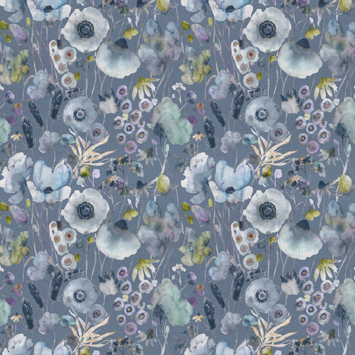 Floral Blue Fabric - Hibbertia Printed Cotton Fabric (By The Metre) Crocus/Lake Voyage Maison