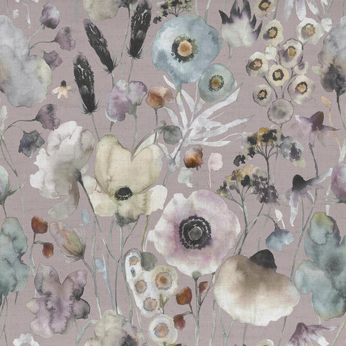 Floral Purple Fabric - Hibbertia Printed Cotton Fabric (By The Metre) Haze/Lavender Voyage Maison