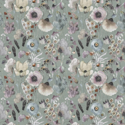 Floral Green Fabric - Hibbertia Printed Cotton Fabric (By The Metre) Haze/Sage Voyage Maison