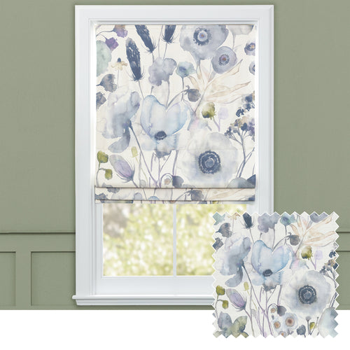 Floral Blue M2M - Hibbertia Printed Cotton Made to Measure Roman Blinds Crocus Voyage Maison