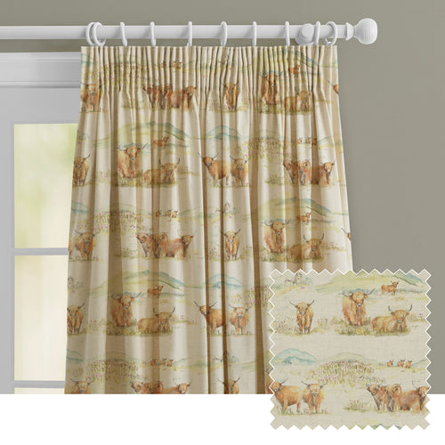 Animal Cream M2M - Highland Cattle Printed Made to Measure Curtains Linen Voyage Maison