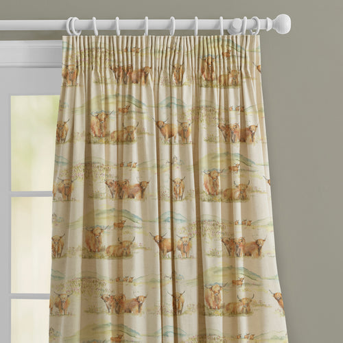 Animal Cream M2M - Highland Cattle Printed Made to Measure Curtains Linen Voyage Maison