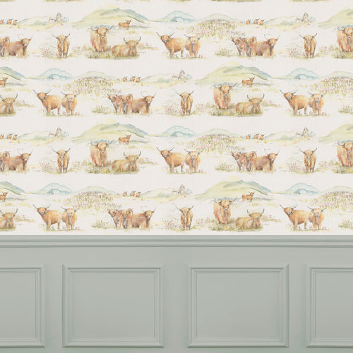 Animal Brown Wallpaper - Highland  1.4m Wide Width Wallpaper (By The Metre) Brown Voyage Maison