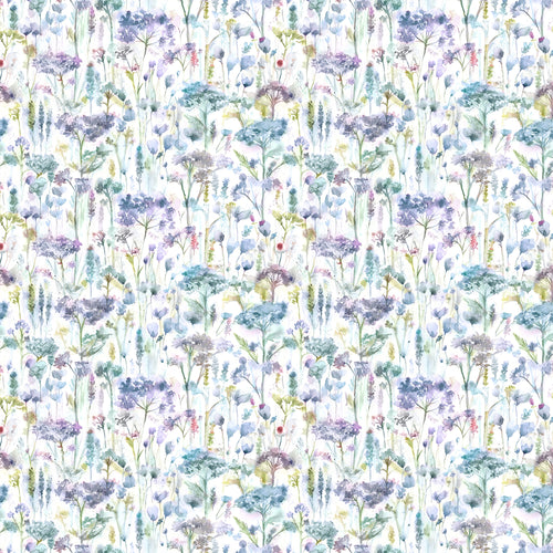 Floral Purple Fabric - Hinton Printed Cotton Fabric (By The Metre) Violet White Voyage Maison
