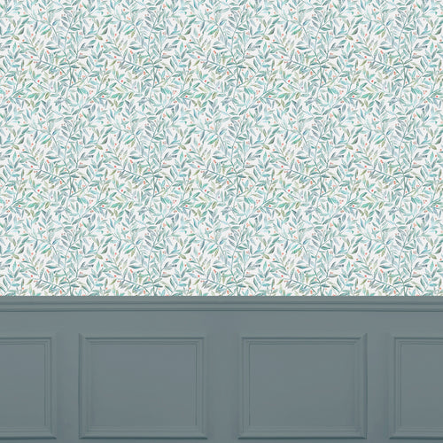 Floral Blue Wallpaper - Holcolme  1.4m Wide Width Wallpaper (By The Metre) Strawberry Voyage Maison