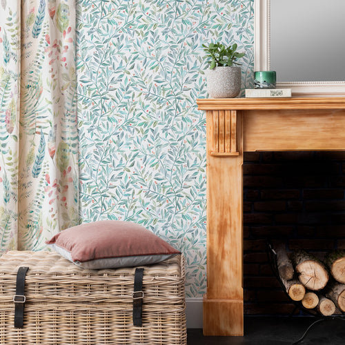 Floral Blue Wallpaper - Holcolme  1.4m Wide Width Wallpaper (By The Metre) Strawberry Voyage Maison