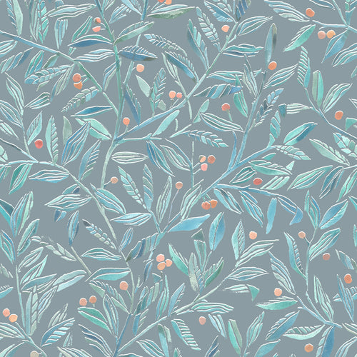 Floral Blue Wallpaper - Holcombe  1.4m Wide Width Wallpaper (By The Metre) Ocean Voyage Maison