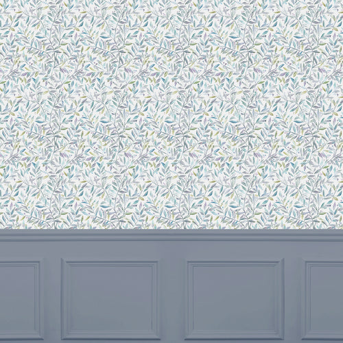 Floral Blue Wallpaper - Holcombe  1.4m Wide Width Wallpaper (By The Metre) Periwinkle Voyage Maison