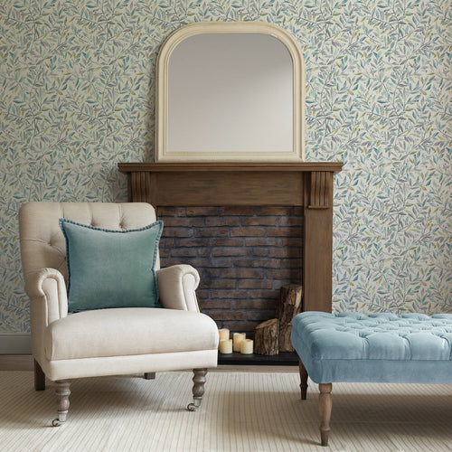 Floral Blue Wallpaper - Holcombe  1.4m Wide Width Wallpaper (By The Metre) Periwinkle Voyage Maison