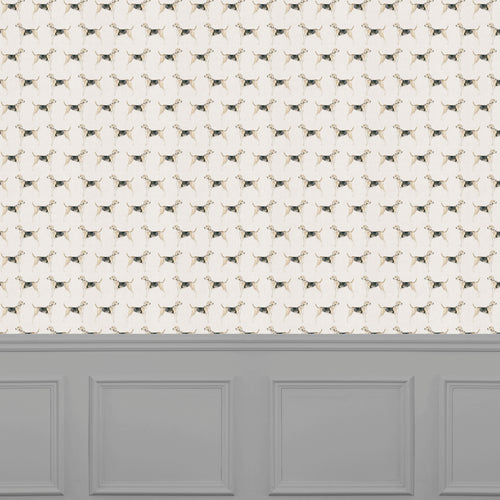 Animal Cream Wallpaper - Hound  1.4m Wide Width Wallpaper (By The Metre) Linen Voyage Maison