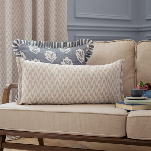 Beige Cushions - Hutton Woven Jacquard Feather Rich Filled Cushion Linen Sanderson
